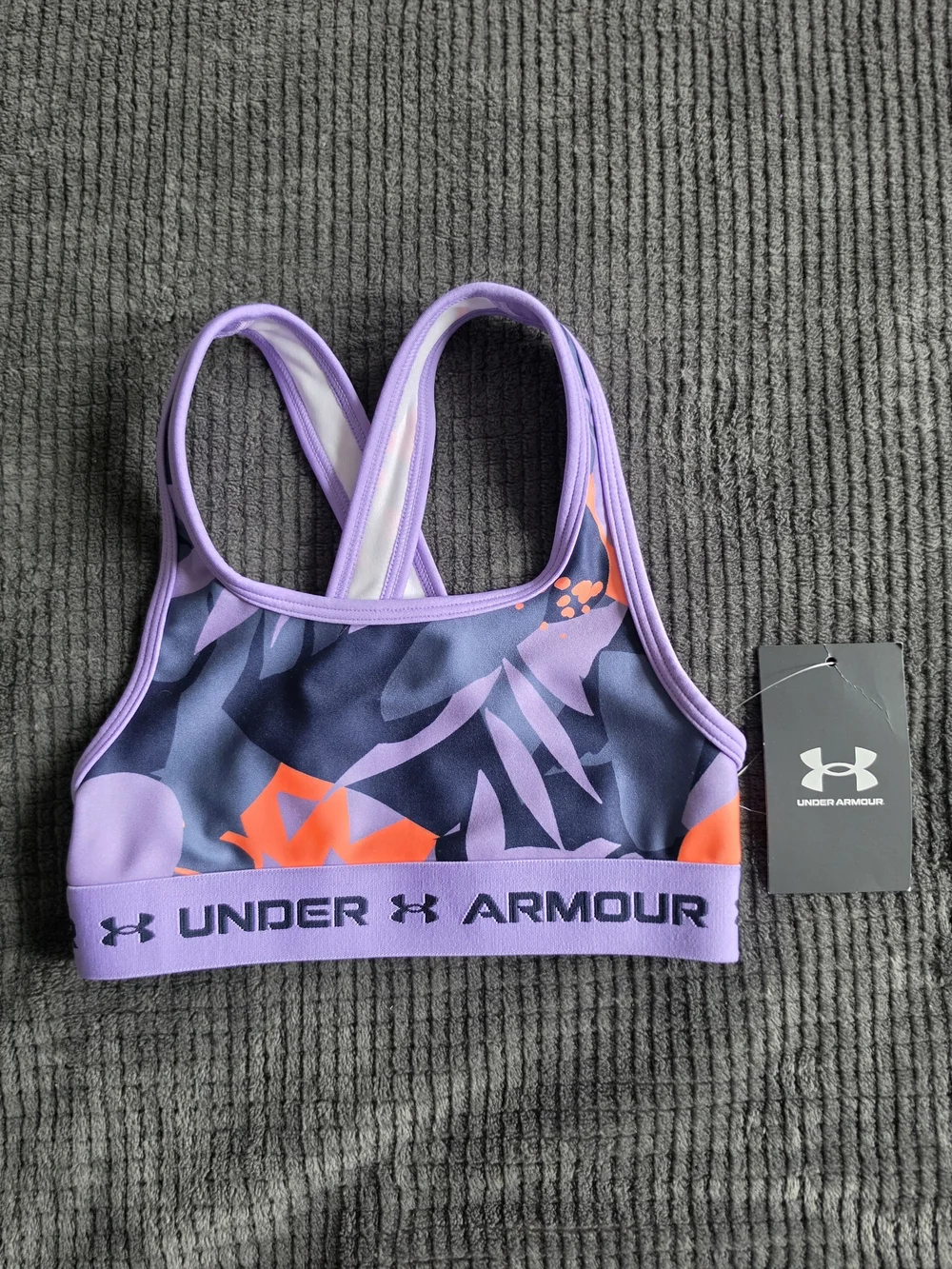 Under Armour Purple Floral-Print Girls' Performance Sports Bra